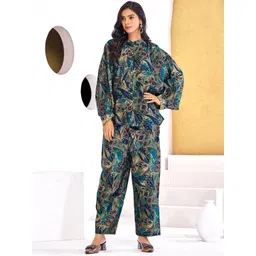 BulBul Printed Mandarin Collar Neck Shirt With Trousers Co-Ords-picture-18