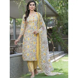 BulBul Women Floral Printed Regular Pure Cotton Kurta with Salwar & With Dupatta-picture-22