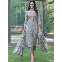 BulBul Women Floral Printed Regular Pure Cotton Kurta with Salwar & With Dupatta-picture-26