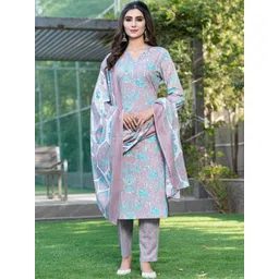 BulBul Women Floral Printed Regular Pure Cotton Kurta with Salwar & With Dupatta-picture-20