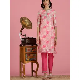 BulBul Women Floral Printed Regular Thread Work Kurta with Trousers-picture-27