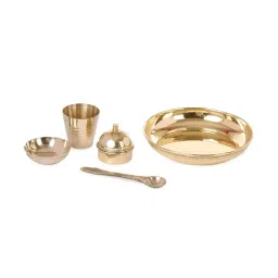 bulkysanta Bhog Golden Brass Pooja Thali Set image 4