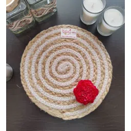 bulkysanta Beige Cotton Round Shaped Dia 9 Placemat-picture-15