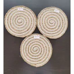 bulkysanta Beige Cotton Round Shaped Dia 9 (Set of 3) Placemat-picture-12