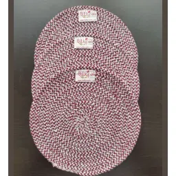 bulkysanta Maroon Cotton Round Shaped Dia 9 (Set of 3) Placemat-picture-32