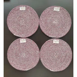bulkysanta Maroon Cotton Round Shaped Dia 9 (Set of 4) Placemat-picture-36