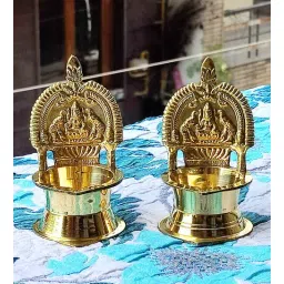 bulkysanta Pure Brass Kamakshi Devi Oil Lamp Stand (Pack Of 2)-picture-15