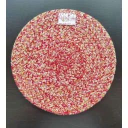 bulkysanta Red Cotton Round Shaped Dia 9 Placemat-picture-38