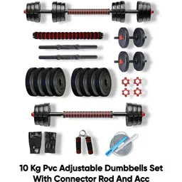 bullar 10 kg Adjustable Dumbbells with Connector and Gym Gloves Muscle Training Kit Home Gym Combo-picture-17