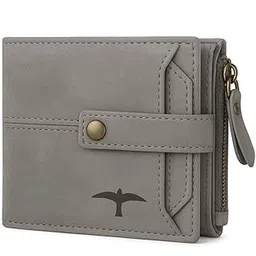bullfinch Men's Classy/Trendy Vegan Leather Wallet with Zipper Pocket, Grey, Multiple Card Slots | RFID Secure-picture-41
