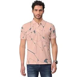 Beige Trendy Printed Half Sleeve Polo T-shirt for Mens-image-25
