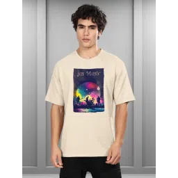 Bullmer Beige Cotton Loose Fit Printed T-Shirt-picture-23