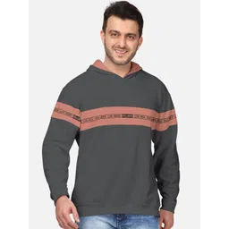 BULLMER Men Charcoal Grey Printed Hooded Sweatshirt-picture-32