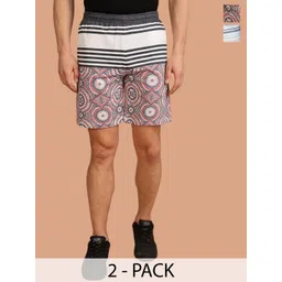 BULLMER Men Pack of 2 Abstract Printed Regular Fit Cotton Shorts-picture-28