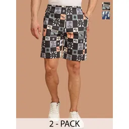 BULLMER Men Pack of 2 Regular Fit Printed Cotton Shorts-picture-36
