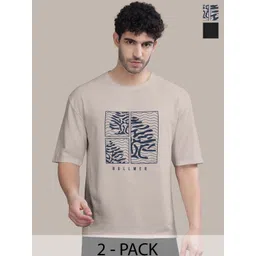 BULLMER Men Pack Of 2 Round Neck Printed Oversized T-shirts-picture-27