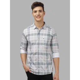 BULLMER Men Spread Collar Checked Cotton Casual Shirt-picture-23
