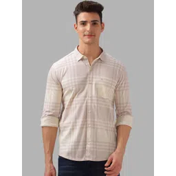 BULLMER Men Spread Collar Checked Cotton Casual Shirt-picture-19