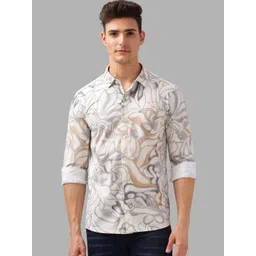 BULLMER Men Spread Collar Floral Printed Cotton Casual Shirt-picture-23