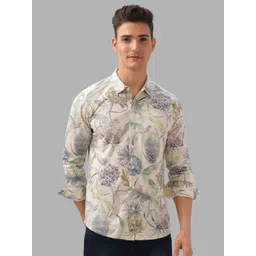 BULLMER Men Spread Collar Floral Printed Cotton Casual Shirt-picture-30