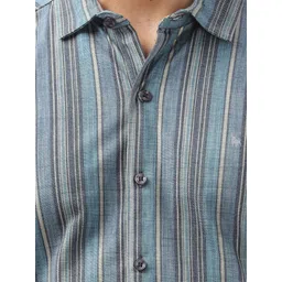BULLMER Men Spread Collar Multi Striped Cotton Casual Shirt image 2