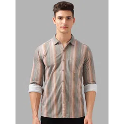 BULLMER Men Spread Collar Vertical Striped Cotton Casual Shirt-picture-39