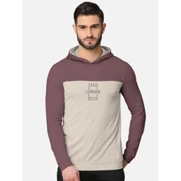BULLMER Men Taupe Printed Cotton Hooded Sweatshirt-picture-30