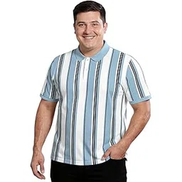 bullmer Trendy Colour-Block/Striped Printed Collar/Polo Neck Plus Size Tshirt for Men | Men’s Polo T-Shirts in Plus Sizes only-picture-18