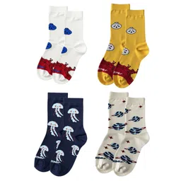 bummer Unisex Pack Of 4 Patterned Calf-Length Quarter Socks-picture-10