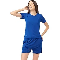 bummer Women's Solid Micro Modal Cord Set | Relaxed Fit, Half-Sleeve Tshirt & Shorts with Side Pocket Combo-picture-21