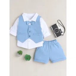 Bumzee Blue Cotton Solid Shirt Set for Boys-picture-10