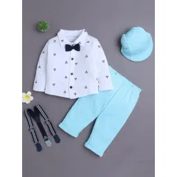 Bumzee Boys Aqua Blue & White Cotton Graphic Print Regular Fit Clothing Set-picture-27