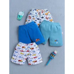 Bumzee Boys Blue & Teal Blue Cotton Printed Shorts - Pack of 4-picture-38