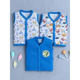 Bumzee Boys Blue & White Cotton Printed Jablas - Pack of 3-picture-28