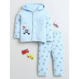 Bumzee Boys Blue Printed Full Sleeves Hoodie with Pants-picture-39