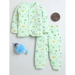 Bumzee Boys Light Green Printed Full Sleeves Jabla with Pyjamas-picture-35