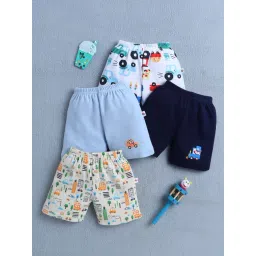 Bumzee Boys Navy & Sky Blue Cotton Graphic Shorts - Pack of 4-picture-12