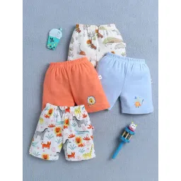 Bumzee Boys Orange & Sky Blue Cotton Printed Shorts - Pack of 4-picture-18