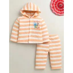 Bumzee Boys Orange Striped Hoodie with Pants-picture-30