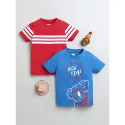 BUMZEE Boys Pack Of 2 Graphic Printed Round Neck Cotton T-Shirts-picture-29