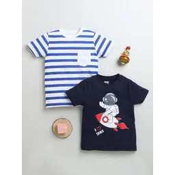 BUMZEE Boys Pack Of 2 Graphic Printed Round Neck Cotton T-Shirts-picture-21