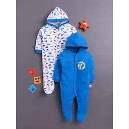 BUMZEE Boys Pack of 2 Printed Hooded Cotton Sleepsuit-picture-22
