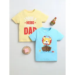 BUMZEE Boys Pack Of 2 Typography Printed Round Neck Cotton T-Shirts-picture-25