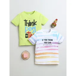 BUMZEE Boys Pack Of 2 Typography Printed Round Neck Cotton T-Shirts-picture-26