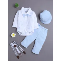 Bumzee Boys Powder Blue & White Cotton Regular Fit Floral Print Clothing Set-picture-12
