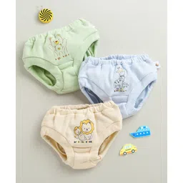 BUMZEE Cotton Briefs with Animal Print Pack of 3 - Green & Sky Blue-picture-23