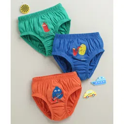 BUMZEE Cotton Briefs With Fruit Print Pack of 3 - Orange Green & Blue-picture-22