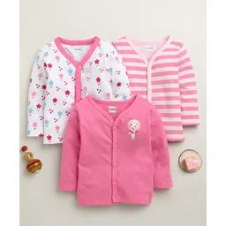 BUMZEE Cotton Knit Full Sleeves Stripes & Rabbit Print Jablas Pack of 3 - Pink & White-picture-27