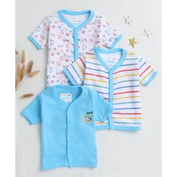 BUMZEE Cotton Knit Half Sleeves Jhablas With Striped & Heart Print - Light Blue-picture-17