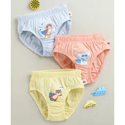 BUMZEE Cotton Knit Pack Of 3 Animal Printed Briefs - Yellow & Peach-picture-10